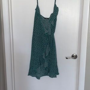 Emerald Green w white hearts, wrap dress